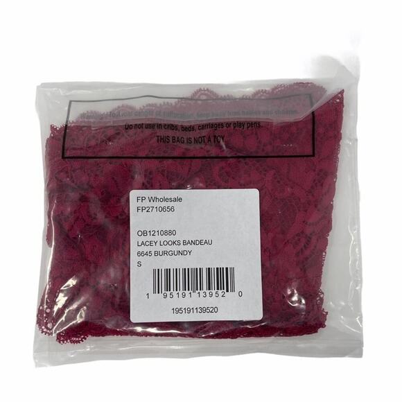 Free People Size S Lacey Looks Bandeau Burgundy  All Lace Lightly Lined NEW - Picture 8 of 8